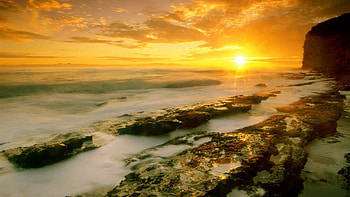 Nature, Stones, Sea, Sun, Dawn, Fog, Morning HD wallpaper