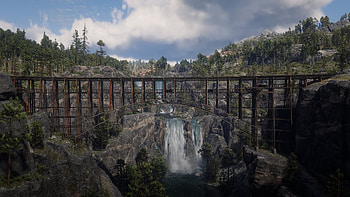 Red Dead Redemption 2 : Scenic Waterfall & Bridge, video game, Red Dead Redemption 2 HD wallpaper