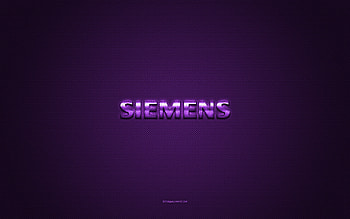 Siemens logo, purple shiny logo, Siemens metal emblem, purple carbon fiber texture, Siemens, brands, creative art, Siemens emblem HD wallpaper