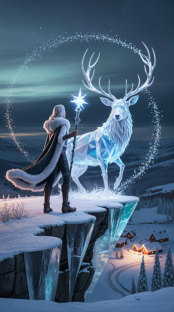 Crystal Stag: Frostlight Guardian HD phone wallpaper