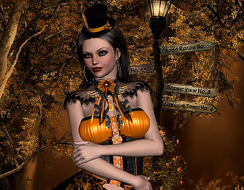 Halloween, girl, 3d, beauty, witch HD wallpaper