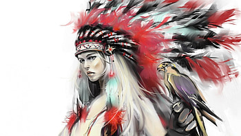 Native Beauty, artwork, native, North American, maiden, beautiful HD wallpaper
