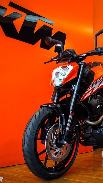 Ktm Duke 390, Orange Background HD phone wallpaper
