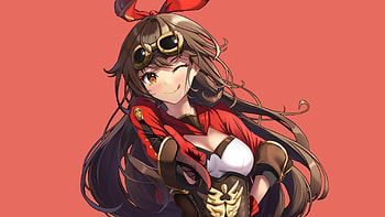 Amber Red Background Genshin Impact HD wallpaper