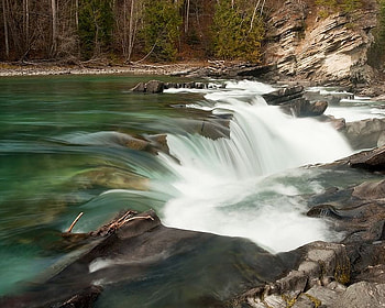 Rearguard Falls, falls, trees, water, rock HD wallpaper