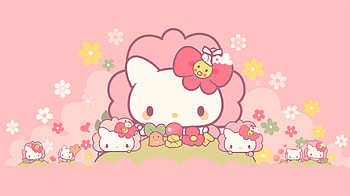 Hello Kitty Pink Floral, Hello Kitty, cute characters, pink, floral, kawaii HD wallpaper
