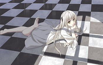 sora, white, white hair, alone, window shadow, dress HD wallpaper