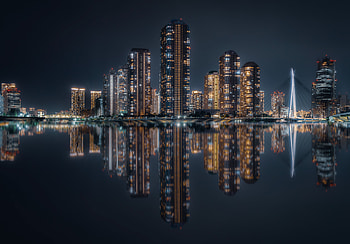 Tokyo Night Reflections: Skyscraper Skyline, skyscraper, Japan, reflection, night, man made, Tokyo HD wallpaper