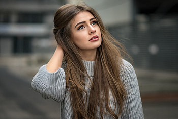 Long hair, girl model, brunette, looking away HD wallpaper