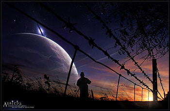 Aspicio, space, moon, sun, light HD wallpaper
