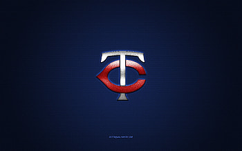Minnesota Twins emblem, American baseball club, red logo, blue carbon fiber background, MLB, Minnesota Twins Insignia, baseball, Minnesota, USA, Minnesota Twins HD wallpaper
