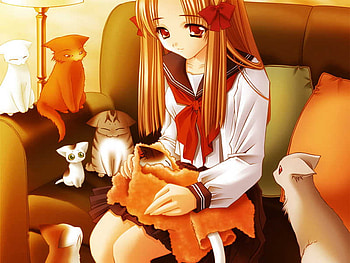 Catlover, kitten, anime, love, cat, girl HD wallpaper