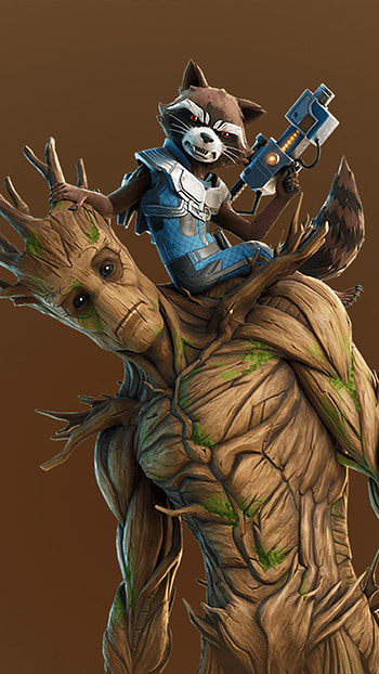 Groot and Rocket, Fortnite , Ultra , Mobile background HD phone wallpaper