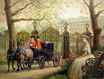 Waiting for the Trip, waiting, trees, horses, woman HD wallpaper
