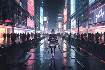 Cyberpunk, AI Art, neon lights, cyberpunk city HD wallpaper