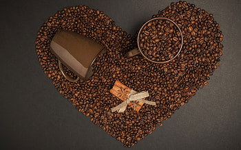 heart-shaped, coffee beans, food, coffee HD wallpaper