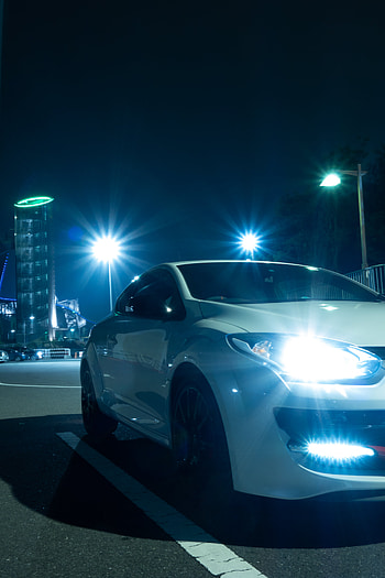 Night, Cars, Lights, Shine, Light, Headlights, Renault Megane HD phone wallpaper