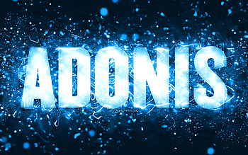 Happy Birtay Adonis, , blue neon lights, Adonis name, creative, Adonis Happy Birtay, Emerson Birtay, popular american male names, with Adonis name, Adonis HD wallpaper