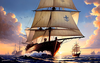 Pirate ship in ocean, AI Art, adventure, ocean, sea, pirate ship, fantasy, ship, fantasy adventure HD wallpaper