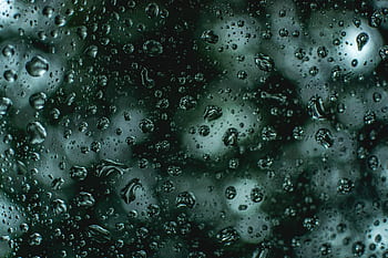 Close-up of raindrops on a glass window with a blurred green background. HD wallpaper