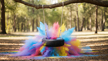 Rainbow Burst Tire Swing —, Park HD wallpaper