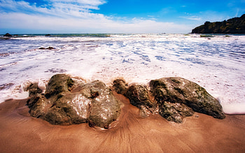 Nature, Stones, Sea, Sand, Shore, Bank, Foam HD wallpaper