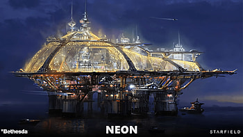 Neon Bethesda Starfield HD wallpaper