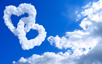 Hearts in Clouds HD wallpaper
