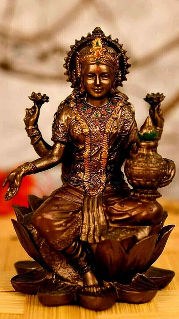 Laxmi Ganesh, Laxmi Devi, Bronze Statue HD phone wallpaper