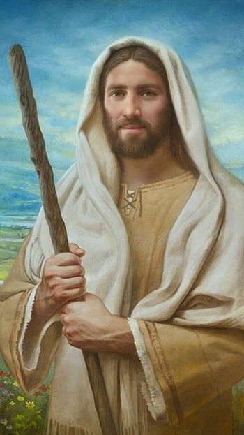 Papa Jesus, Blue Sky, Painting Background HD phone wallpaper