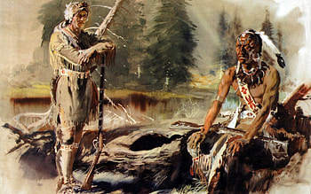 friends, Warrior, an Indian scout, nature, native art, the redhead, weapons HD wallpaper