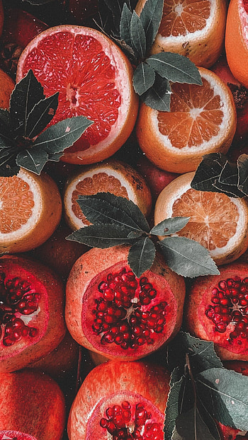 Pomegranate and orange, Fruits HD phone wallpaper