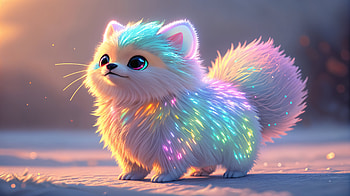 Cute and Fluffy: Ultra Delight, cute and fluffy, Fantasy Animal, illuminated HD wallpaper