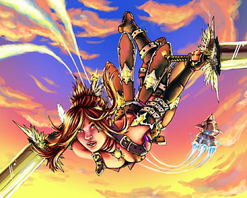 Sky Warrior girl, swords, fantasy, colours, girl, warrior HD wallpaper