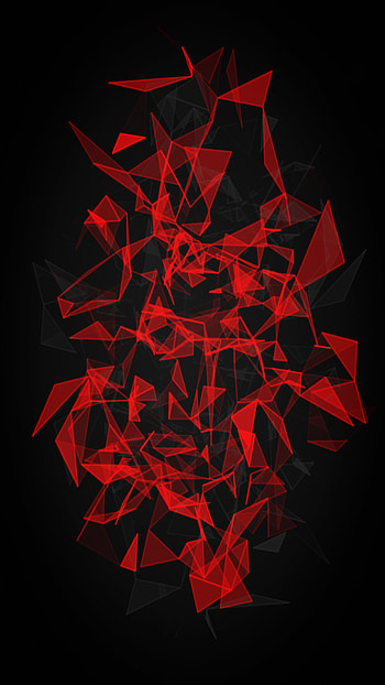 triangle, black, Abstract, red, abstract black, red and black HD phone wallpaper