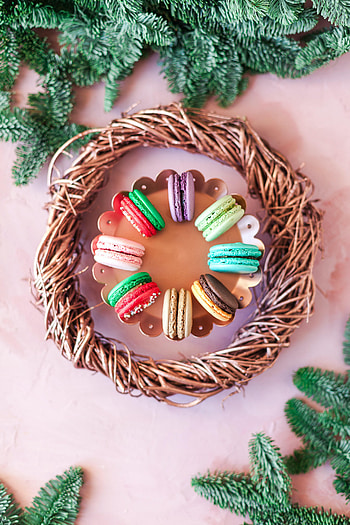 Food, Desert, Cookies, Multicolored, Motley, Basket, Macaroons, Makaroons HD phone wallpaper