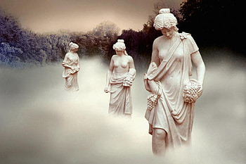 nymphs, sculpture, fantasy, art, dream HD wallpaper