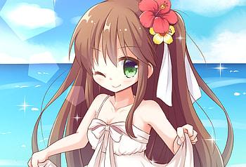 Outdoor, wink, anime girl, artwork HD wallpaper