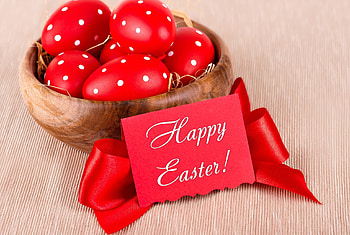 Happy Easter, basket, easter, eggs, red HD wallpaper