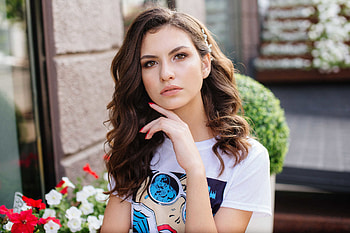 Pretty woman, brunette, beautiful HD wallpaper