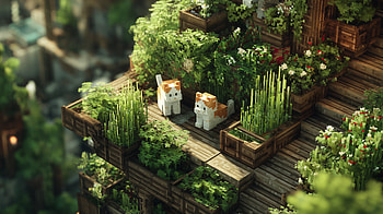 Minecraft, Minecraft, AI Art, Cat HD wallpaper