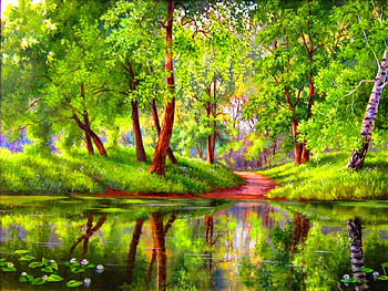 Natural Reflection, river, reflection, trees, water, forest HD wallpaper