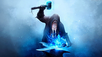 Dwarf in a Hood with a Magic Weapon . Â« Â» HD wallpaper