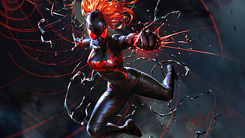Black Widow Symbiote Spider, spiderman, superheroes, artist, artwork, digital-art, artstation HD wallpaper
