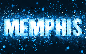 Happy Birtay Memphis, , blue neon lights, Memphis name, creative, Memphis Happy Birtay, Memphis Birtay, popular american male names, with Memphis name, Memphis HD wallpaper