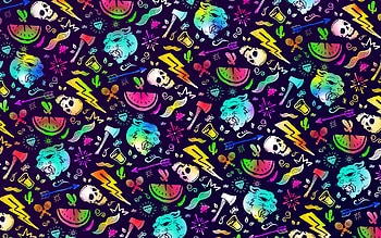 abstract skulls background, , skulls patterns, ghosts, monsters, background with skulls, abstract patterns, creative HD wallpaper