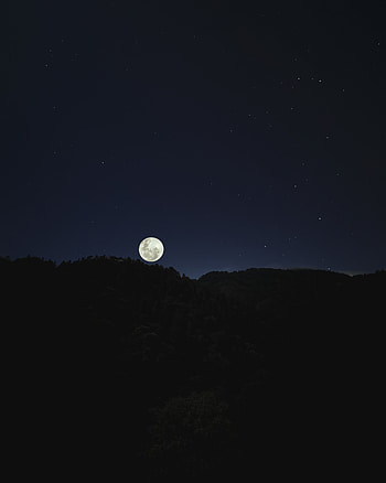 Night, Moon, Dark, Hills HD phone wallpaper