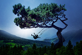 Boy Taking Swing Mood Fantasy, swing, fantasy, graphy HD wallpaper