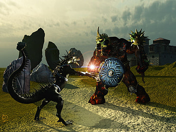 Warriors of Darkness, magic, battle, dragon, fight, creature, creatures, armor HD wallpaper