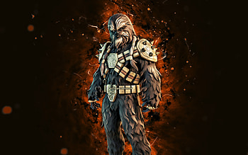 Krrsantan, , brown neon lights, Fortnite Battle Royale, Fortnite characters, Krrsantan Skin, Fortnite, Krrsantan Fortnite HD wallpaper